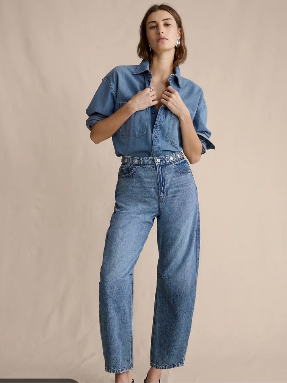 Banana Republic Medium Blue barrell High-Rise Cropped Straight Jeans
